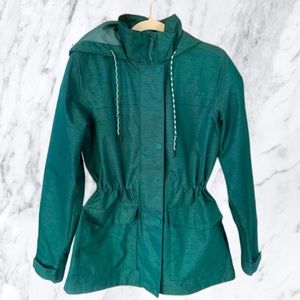 NWOT Alpine Design Teal Raincoat w/ Drawstring Waist & Hood, Woman’s XS